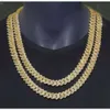 Luxury Men Jewelry Prong Miami Chunky Cuban Link Chain Icy Gold Plated Hip Hop Jewelry Iced Out Diamond Necklace