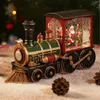 装飾的なオブジェクトの置物サンタクロース雪だるまクリスマスイブ列車音楽ボックスレストラン装飾クリスタルボールオーナメントクリスマスギフト男の子の女の子231214