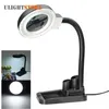 Artisanat verre lentille LED Loupe de bureau lampe lumière 5X 10X Loupe de bureau outils de réparation avec 40 LED Stand198u