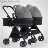 Kinderwagens# Kinderwagens# Kinderwagens Twin Baby 3 in 1 Afneembaar Hoog Liggend Lichtgewicht Opvouwbaar Absorber Dubbel Twee Slaap Mand Vervoer Drop De Dhk8V Q231215