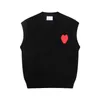 Amis Vest Knit Sweater Paris Fashion Designer Amisweater Sleeveless Red Heart Printed Sports Casual Men's and Women's Base Top Amishirt Gmem