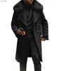 Men's Trench Coats Designer Men Wool Coat Faux Fur Collar Fashion Winter Business Long Thick Slim Fit Overcoat Jacket Parkas Mens Clothing AEXS