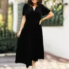 Vestidos casuais senhora maxi vestido elegante verão feminino plissado retalhos com silhueta de linha v pescoço mangas curtas para um solto