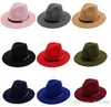 5pcs Fashion TOP hats for men women Elegant fashion Solid felt Fedora Hat Band Wide Flat Brim Jazz Hats Stylish Trilby Panama Ca2774546