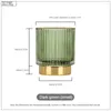 Storage Boxes Gold Rimmed Glass Bucket Rich Texture Stripe Pen Holder Thicken Dark Green Cosmetic Box Desktop Vase