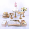 Altre forniture per feste festive 8-10 pezzi Alzata per torta in cristallo Set Specchio in metallo Decorazioni per cupcake Piedistallo per dessert Espositore per matrimoni Tr331u