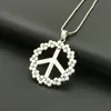 10st Antik Silver Peace Symbol Pendant Necklace For Men Women Party Jewelry Gift A-858D