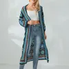 Kadın Mayo Bohemian Çiçek Tığ Örgüsü Uzun Cüppeler Etnik Stil Kapaklar Hırgalar Kol Açık Ön Sweater Çıkış