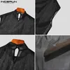 Tanques masculinos Incerun Men Mesh Mesh transparente Solid Stand Stand Gollar Sleeless Cape Colets Irregular Streetwear 2023 Cropagem de moda