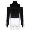 Women's Hoodies Y2K Off Shoulder Stripe Zip Up Women Lace Bow Stand Collar Cropped Sweatshirt Hoodie Causal Cardigan Goth Clothes