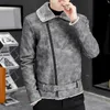メンズジャケットファッション濃厚なレザージャケットメンズ冬の男性フェイクファーファーカラー風力防止暖かいコート男性ブランド服231214