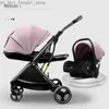 Poussettes # Poussettes Poussette bébé rapide et accessoires 2in1 Light Walk R Highland Pram Portable Carriage sur costume marque doux haut de gamme designer Q231215