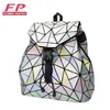 Fashion Women Drawstring mochila geométrica mochilas femeninas para chicas adolescentes gaita holográfica damas bao bolsa escolar sac280q