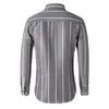 Men's Dress Shirts Classic Collar Long Sleeve Striped Lapel Shirt Casual And Formal Blouse Top For A Timeless Look Available In Sizes S 2XL