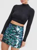 Röcke Frauenpailletten Rock Glitter Sparkle Mini Bodycon High Taille Shiny Short Night Out Party Clubwear Kleidung