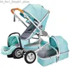 Kinderwagen# Kinderwagen Baby Kinderwagen 3 In 1 Mit Autositz Luxus Multifunktionale Kutsche Blau Klapp Hohe Landschaft Geboren Q231215