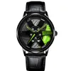 Zielone ręce Unikalne design kwarc zegarek o średnicy 40 mm Style koła męskie zegarki dla chłopców Lokomotywa Lokomotywa Kreatywna ręka na rękę 3446