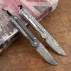 Nowy CR Sebenza Small Folding Knife Damascus Steel Blade TC4 Titanium Alme Block Edc Pocket Noży