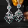 Pendientes colgantes árabe de lujo de alta calidad Cubic Zirconia gota de agua gota mujer moda Dubai boda fiesta banquete joyería de compromiso