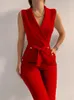 Women's Two Piece Pants Women's Summer V-neck Fashion Casual Onesie