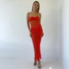Lässige Kleider Frauenkleidung Mode orange durchsichtige Dress Tube Top