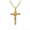 Pendant Necklaces 1pc Vintage Stainless Steel Jesus Cross Necklace For Women Men Religion Christian Jewelry Gifts