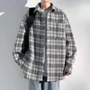 Men's Jackets Lapel Long Sleeve Coat Plaid Print Woolen Stylish Jacket With Pockets Loose Fit Single-breasted For Autumn