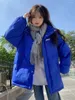 Sweats à capuche féminine Blue Bleu Solid Mabinet Autumn Corée HARAJUKU POCHES POCHETS CHARGE