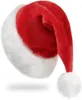 Plush Christmas hats Santa Xmas Red Thicker Warm Soft Velvet Pom Pom Beanie Hat Caps New Year Party Favors For Women Men Children7728775