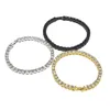 2020 Mens Diamond Iced Out Tennis Chain Jewelry Bracelet com pulseira de corrente de ouro preto prateado 5mm291c