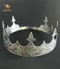 Eseres King Crown for Man Hela runda justerbara forntida silver Tiara Bröllop hårtillbehör D190111034158065