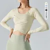 Lu Lu Alinear con desgaste con almohadilla para el pecho Otoño e invierno Slim-fit Adelgazar Cintura ajustada Deporte Yoga Lemon LL Top Mujer Pilates Gimnasio Manga larga