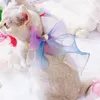 Cão vestuário ajustável gato suprimentos filhote de cachorro acessórios jóias pérola colar arco sino pet colar glitter bowknot