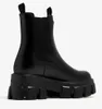 Perfect Winter Women Monolith Knight Boots Okrągły palce czarny szczotkowane skórzane plat From Lag Sole Lady Martin But Calf skórzane dama Botowki motocyklowe EU35-41