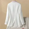 Costumes pour femmes Blazers Printemps Automne Blazer Veste Vêtements Costume français Manteaux Manteau coréen Lady Bureau Travail Blanc Vêtements d'extérieur 231213