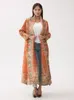 Damen Trenchcoats Miyake Plissee Vintage Gedruckt Umlegekragen Langarm Lange Jacke Frauen Herbst Winter Dubai Stil Plus Größe Mäntel 231213