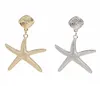 Висячие серьги-люстры, мода 2021, большие преувеличенные блестящие серьги-капли со звездами для женщин, летние морские звезды, металлические эффектные серьги Gift3280307