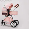 Strollers# Check pattern baby stroller 3 in 1 high landscape carriage soft touch multicolor toddler bassinet puchair newborn cotton material street ba01 C23 Q231215