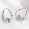 Hoop Earrings 925 Sterling Silver Crystal Jewelry Fashion Spiral For Women XY0178