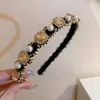 Headbands grossist av pärla inlagda strass med smala kanter för kvinnor retro stil hög huvud ben topp hår tillbehör 231213