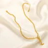 Enkel stil bokstav halsband designer mode hänge halsband hög kvalitet rostfritt stål smycken lång kedja klassisk stil 18k guldpläterad halsband