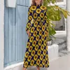 Robes décontractées Robe de tournesol joyeuse Fleur jaune vif Design élégant Maxi Taille haute à manches longues Street Boho Beach