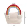 Handtaschen Regenbogen gewebte Tasche für Mädchen koreanische Mode Handtasche Kinder tragbare Münze Snacks Aufbewahrungstasche Kinder Sommer Outdoor Picknick Taschen 231214