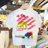 Garçons Filles dessin animé lettre imprimée T-shirt enfants col rond manches courtes t-shirts occasionnels 2024 été enfants coton tops vêtements Z6000