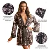 Mulheres sleepwear ohyeahlady cetim mulher pijamas quimono noiva camisola sexy manga larga vestido macio plus size floral nightie lingerie tanga