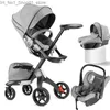 Cochecitos # Cochecitos # DSLAND Cochecito de bebé 3 en 1 Lujo High Land Scape Sentado Cochecito de bebé Buggy Bassinet para Born Carriage Car Walkers1 Q231215