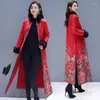 Vêtements ethniques 2023 Femmes chinoises Cheongsam Robe Style Femme Hiver Qipao Col de fourrure Rétro Coton Veste Année