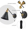 Wall Lamp Eleven Upgraded Industrial Bedroom Lamps Plug In With Switch Vintage Reading Light Simplicity Sconces Set Of 2 Black