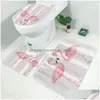 Zasłony prysznicowe 1/3/4pcs 3D Flamingo Wodoodporna kurtyna Mączstowca Dowód toaleta Er bez poślizgu 3pcs Wystrój łazienki z 12 haczykami T20071 Dhrnp