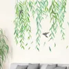 76x90cm Hand-paint Willow Branch Green Leaves Birds Wall Stickers for Living Room Bedroom Plant Wall Decals Home Decor Murals